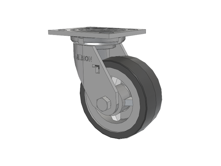 16 Series Top Plate Swivel Caster with 5 x 2 Grey Tread on Grey Polypropylene Core XA - Polyurethane (Polypropylene Core) Wheel