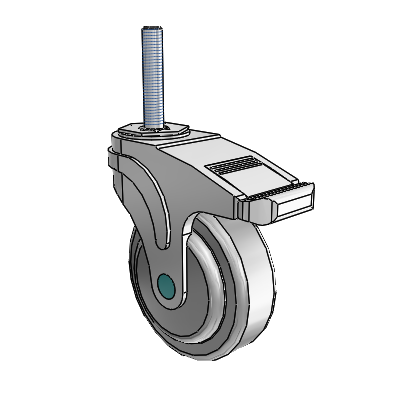 Next Generation Threaded Stem Swivel Caster with 4 x 1.25 QuikStart Wheel and Total Lock Brake