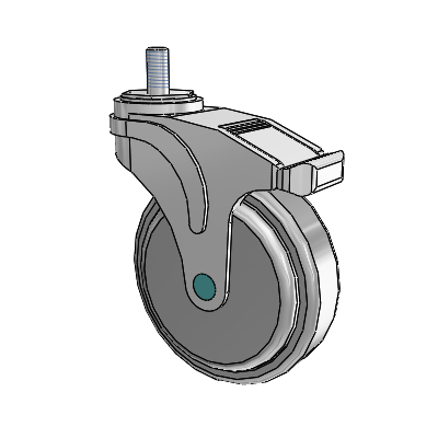 Next Generation Non-Magnetic Threaded Stem Swivel Caster with 5 x 1.25 QuickStart TPR Wheel and Total Lock Brake