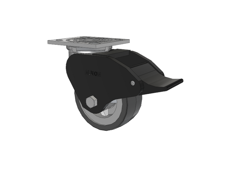 16 Series Top Plate Swivel Caster with 5 x 2 Grey Tread on Grey Polypropylene Core XA - Polyurethane (Polypropylene Core) Wheel and Total Lock Brake