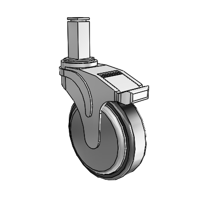 Next Generation Square Stem Rigid Caster with 5 x 1.25 Santoprene Wheel and