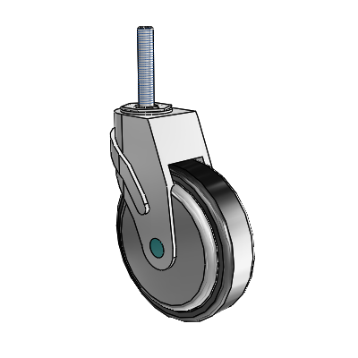 Next Generation Threaded Stem Swivel Caster with 5 x 1.25 Santoprene Wheel