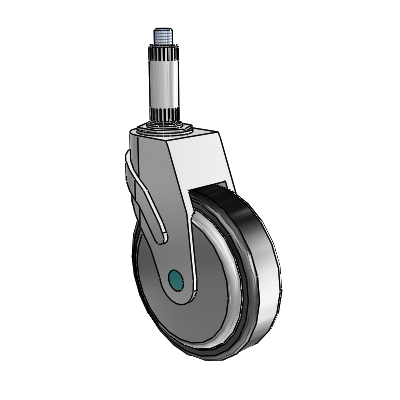 Next Generation Expanding Adapter Swivel Caster with 5 x 1.25 Santoprene Wheel