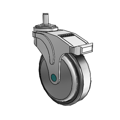 Next Generation Grip Ring Swivel Caster with 5 x 1.25 Santoprene Wheel and Total Lock Brake