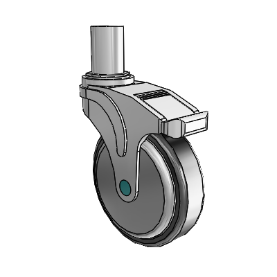 Next Generation Round Stem Swivel Caster with 5 x 1.25 Santoprene Wheel and Total Lock Brake