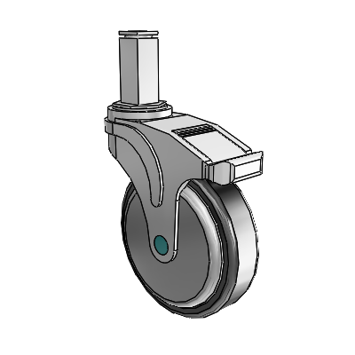 Next Generation Square Stem Swivel Caster with 5 x 1.25 Santoprene Wheel and Total Lock Brake
