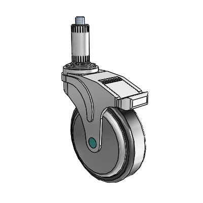 Next Generation Expanding Adapter Swivel Caster with 5 x 1.25 Santoprene Wheel Total Lock