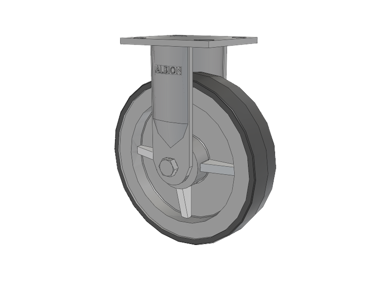 16 Series Top Plate Rigid Caster with 8 x 2 Grey Tread on Grey Polypropylene Core XA - Polyurethane (Polypropylene Core) Wheel