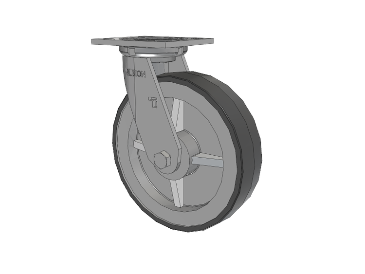 16 Series Top Plate Swivel Caster with 8 x 2 Grey Tread on Grey Polypropylene Core XA - Polyurethane (Polypropylene Core) Wheel