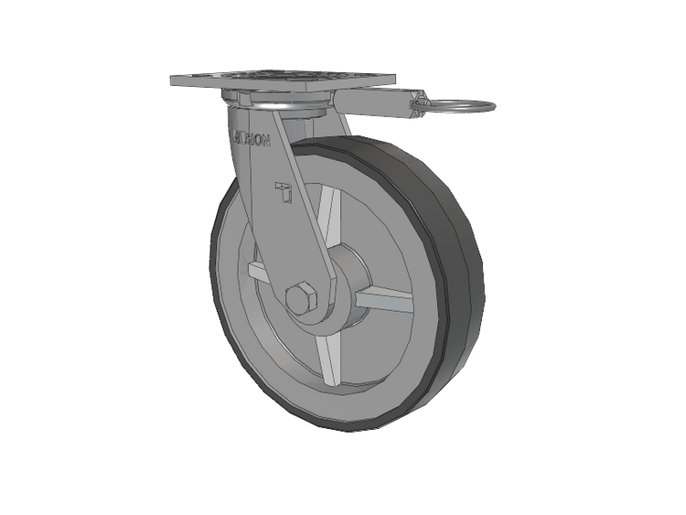 16 Series Top Plate Swivel Caster with 8 x 2 Grey Tread on Grey Polypropylene Core XA - Polyurethane (Polypropylene Core) Wheel