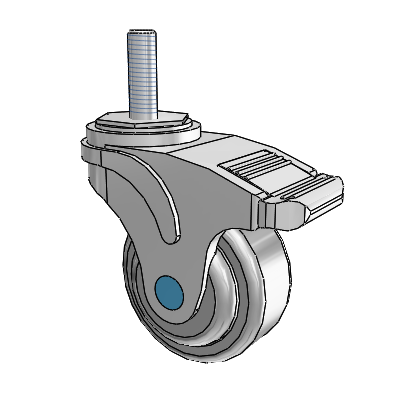 Next Generation Stainless Threaded Stem Grey Nyon with Blue Axle Cap Swivel Caster with 3 x 1.25 QuikStart Wheel and Total Lock