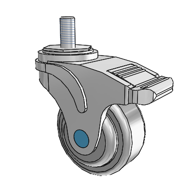 Next Generation Stainless Threaded Stem Grey Nyon with Blue Axle Cap Swivel Caster with 3 x 1.25 QuikStart Wheel and Total Lock