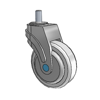 Next Generation Stainless Threaded Stem Grey Nyon with Blue Axle Cap Swivel Caster with 4 x 1.25 Antimicrobial Rubber Wheel
