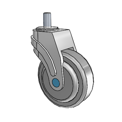 Next Generation Stainless Threaded Stem Grey Nyon with Blue Axle Cap Swivel Caster with 4 x 1.25 QuikStart Wheel
