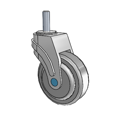 Next Generation Stainless Threaded Stem Grey Nyon with Blue Axle Cap Swivel Caster with 4 x 1.25 QuikStart Wheel