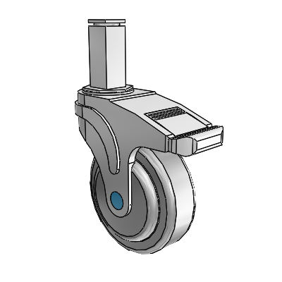 Next Generation Square Stem Swivel Caster with 4 x 1.25 QuikStart Wheel and Total Lock Brake