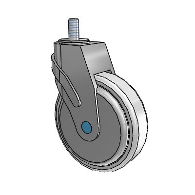 Next Generation Stainless Threaded Stem Grey Nyon with Blue Axle Cap Swivel Caster with 5 x 1.25 Antimicrobial Rubber Wheel