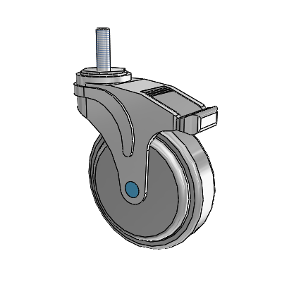Next Generation Stainless Threaded Stem Grey Nyon with Blue Axle Cap Swivel Caster with 5 x 1.25 QuikStart Wheel and Directional Lock Brake
