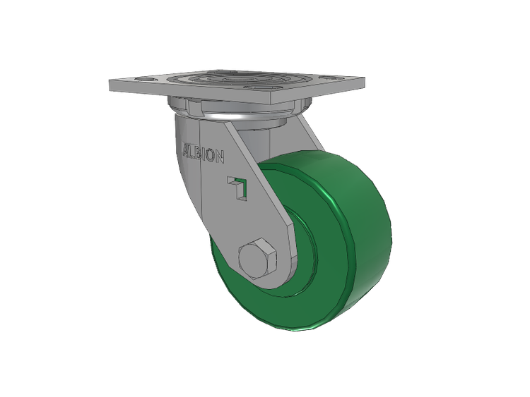 16 Series Top Plate Swivel Caster with 4 x 2 Green Polyurethane XI - X-treme Solid Polyurethane Wheel