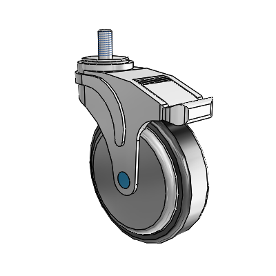 Next Generation Threaded Stem Swivel Caster with 5 x 1.25 Santoprene Wheel and Directional Lock Brake