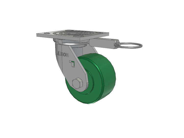 16 Series Top Plate Swivel Caster with 4 x 2 Green Polyurethane XI - X-treme Solid Polyurethane Wheel