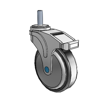 Next Generation Threaded Stem Swivel Caster with 5 x 1.25 Santoprene Wheel and Total Lock Brake