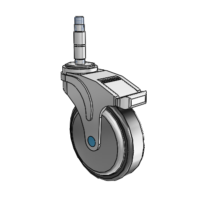 Next Generation Expanding Adapter Swivel Caster with 5 x 1.25 Santoprene Wheel Total Lock