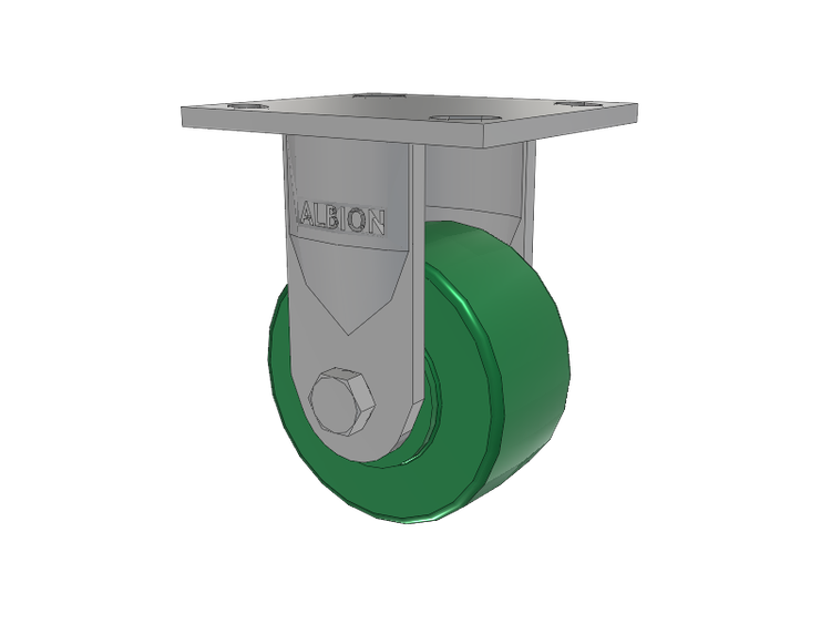 16 Series Top Plate Rigid Caster with 4 x 2 Green Polyurethane XI - X-treme Solid Polyurethane Wheel