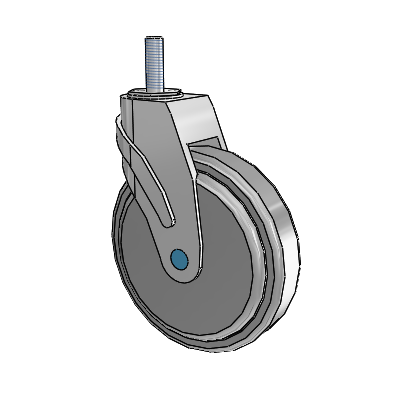 Next Generation Stainless Threaded Stem Grey Nyon with Blue Axle Cap Swivel Caster with 6 x 1.25 QuikStart Wheel
