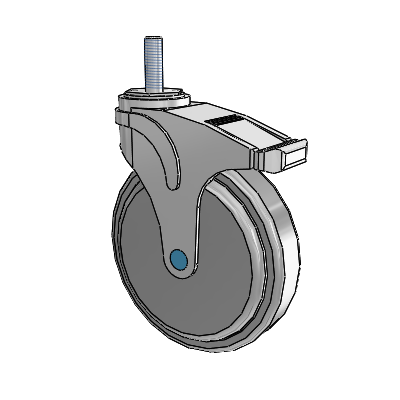 Next Generation Stainless Threaded Stem Grey Nyon with Blue Axle Cap Swivel Caster with 6 x 1.25 QuikStart Wheel and Total Lock