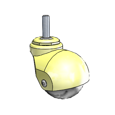 Baron Threaded Stem Metalized Brass Swivel Caster with 2 x 2 Polyolefin Wheel