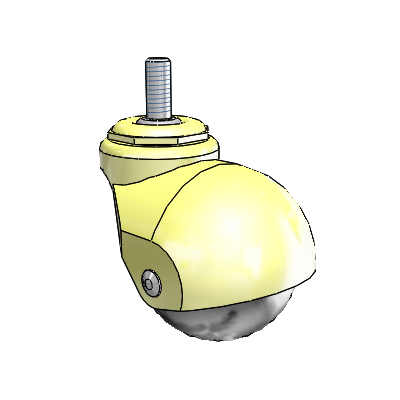 Baron Threaded Stem Metalized Brass Swivel Caster with 2 x 2 Polyolefin Wheel