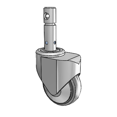 Primacy Cover Medical Bed Stem White Thermoplastic Rubber Swivel Caster with 4 x 1.25 Thermoplastic Rubber Wheel and Central Locking - Total/Direction Lock Brake