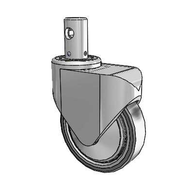 Primacy Cover Medical Bed Stem White Thermoplastic Rubber Swivel Caster with 5 x 1.25 Thermoplastic Urethane Wheel and Central Locking - Total/Direction Lock Brake