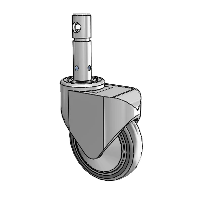Primacy Cover Medical Bed Stem White Thermoplastic Rubber Swivel Caster with 5 x 1.25 Thermoplastic Rubber Wheel and Central Locking - Total/Direction Lock Brake