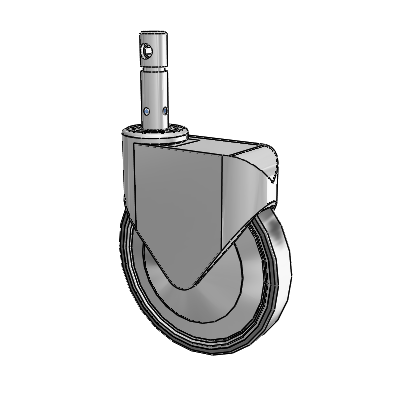 Primacy Cover Medical Bed Stem White Thermoplastic Rubber Swivel Caster with 8 x 1.25 Thermoplastic Urethane Wheel and Central Locking - Total/Direction Lock Brake