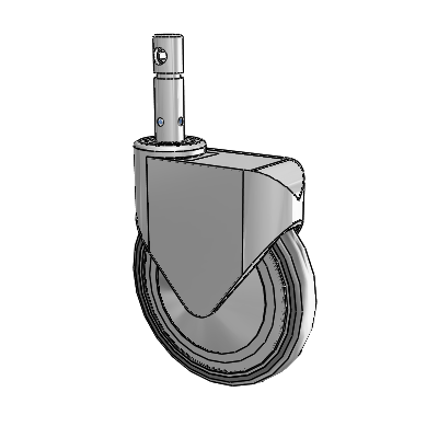 Primacy Cover Medical Bed Stem White Thermoplastic Rubber Swivel Caster with 8 x 1.25 Thermoplastic Rubber Wheel and Central Locking - Total Lock Brake