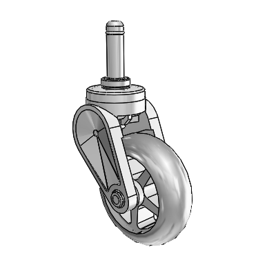 Eclipse Grip Ring Swivel Caster with 3 x 1 Grey Polyurethane Wheel
