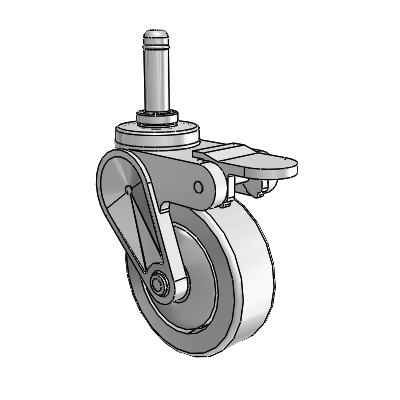 Eclipse Grip Ring Swivel Caster with 3 x 1 Grey Polyurethane Wheel and Tread Lock Brake