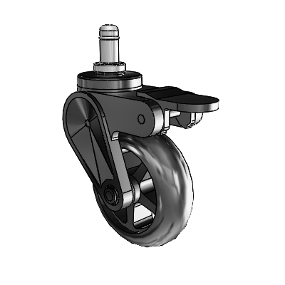 Eclipse Grip Ring Swivel Caster with 3 x 1 Black Polyurethane Wheel and Tread Lock Brake