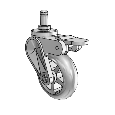 Eclipse Grip Ring Swivel Caster with 3 x 1 Grey Polyurethane Wheel and Tread Lock Brake