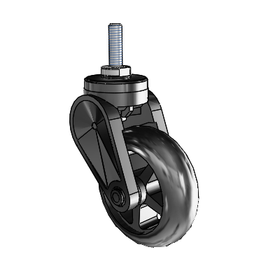 Eclipse Threaded Stem Swivel Caster with 3 x 1 Black Polyurethane Wheel