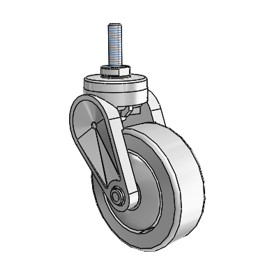 Eclipse Threaded Stem Swivel Caster with 3 x 1 Grey Polyurethane Wheel