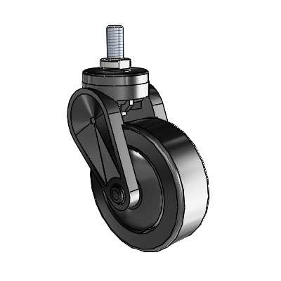 Eclipse Threaded Stem Swivel Caster with 3 x 1 Black Thermoplastic Urethane Wheel