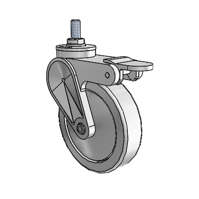 Eclipse Threaded Stem Swivel Caster with 4 x 1 Grey Polyurethane Wheel and Tread Lock Brake