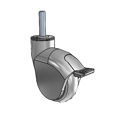 Genesis Threaded Stem Grey Swivel Caster with 3 x 1 Monotech Wheel and Tread Lock Brake