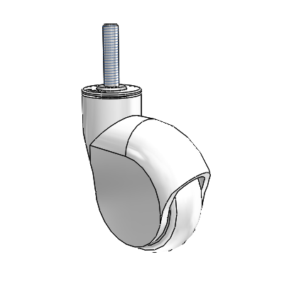 Genesis Threaded Stem White Swivel Caster with 3 x 1 Monotech Wheel