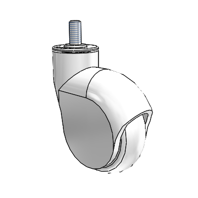 Genesis Threaded Stem White Swivel Caster with 3 x 1 Monotech Wheel