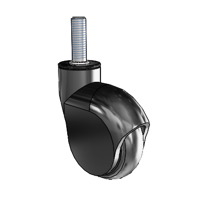 Genesis Threaded Stem Black Swivel Caster with 3 x 1 Monotech Wheel