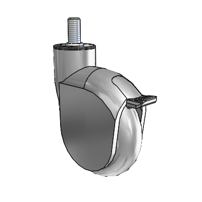 Genesis Threaded Stem Grey Swivel Caster with 4 x 1.25 Monotech Wheel and Tread Lock Brake